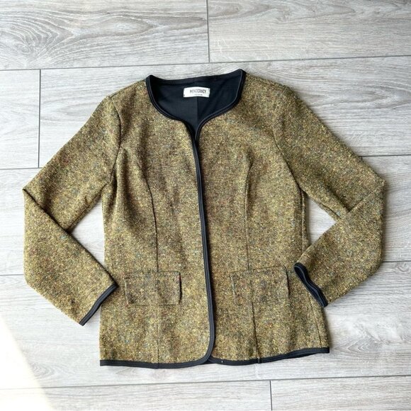 Monocracy Wool Blend Tweed Lightweight  Open Front Blazer - Picture 4 of 13